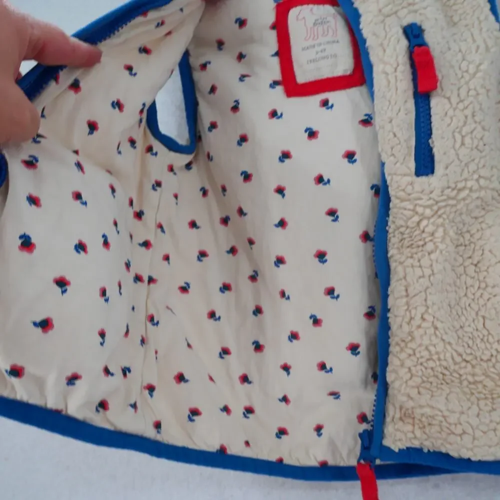 Mini Boden Cosy High Pile Sherpa Fleece Vest Girl's 3-4 yrs Full Zip Pockets